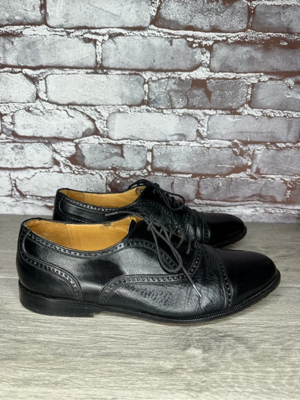 Mezlan Florence Black Leather Cap Toe Oxfords Dress Shoes Men Sz 9M US/42EU